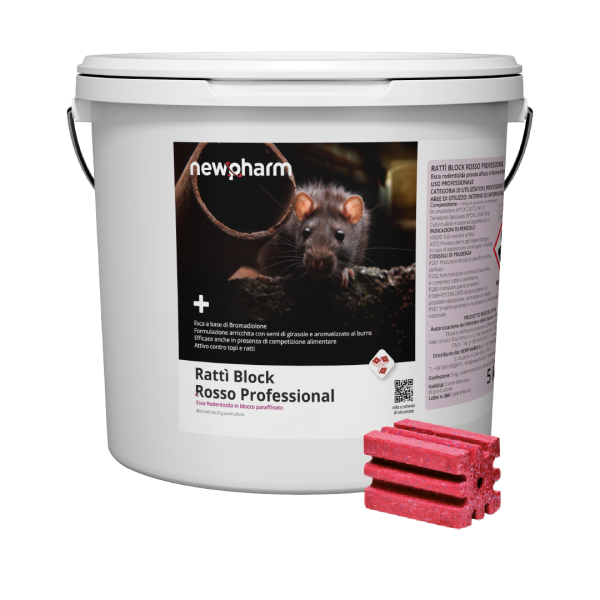 Rattì Block Rosso Professional – طُعم صلب مضاد للقوارض فعال بعد جرعة واحدة